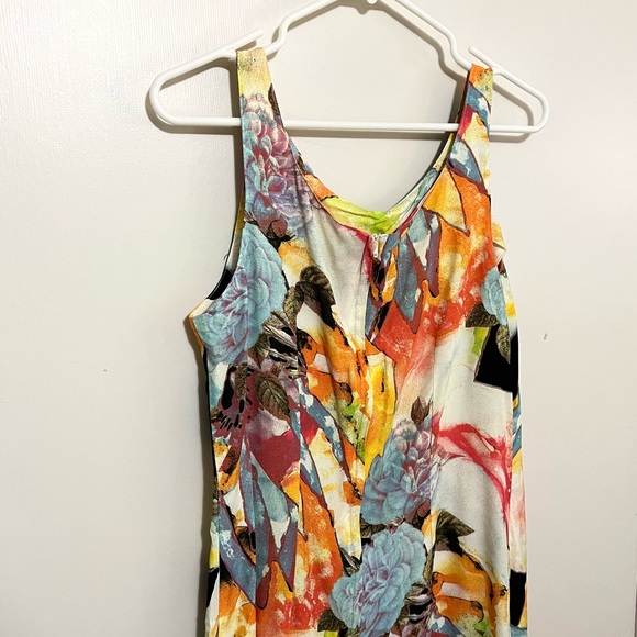 Vintage Crystal Floral Abstract 90s Sleeveless Dress M - Picture 4 of 10